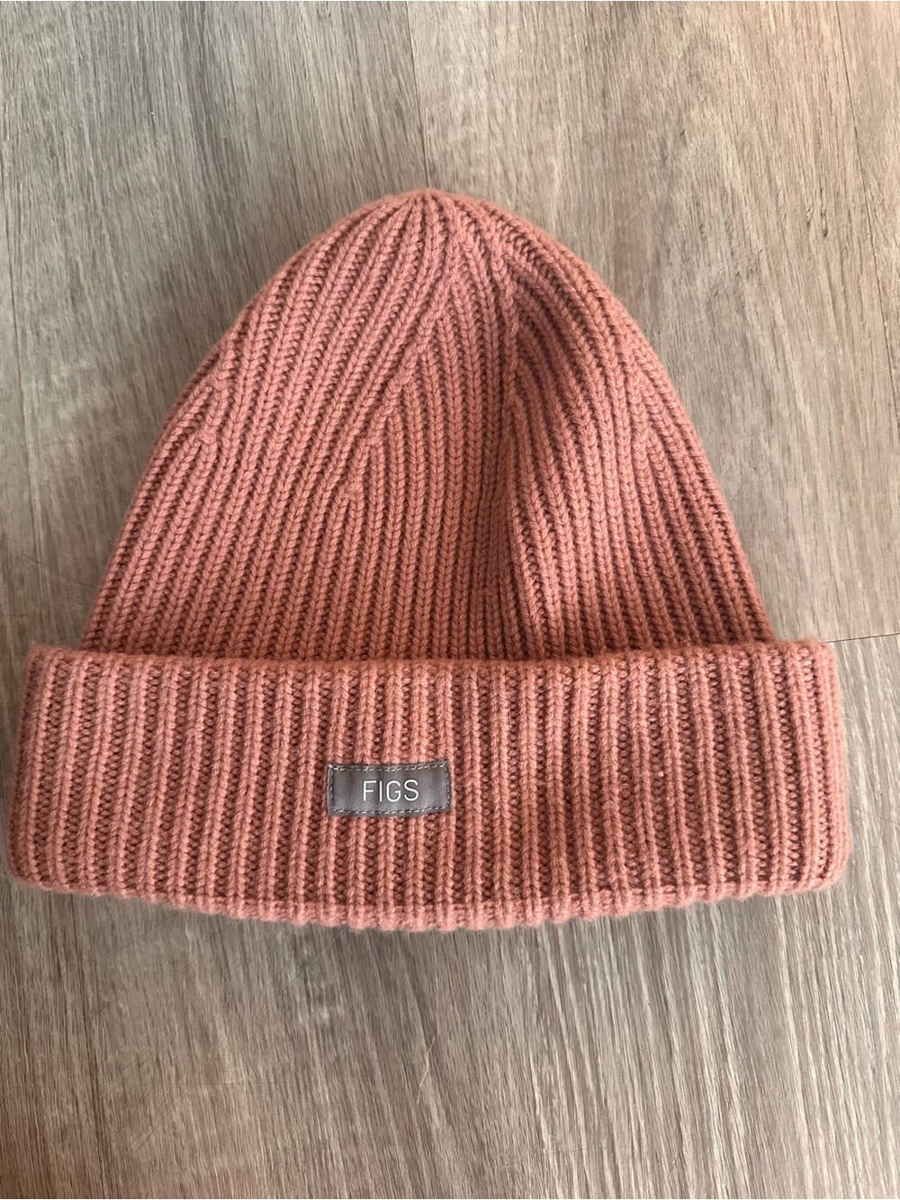 Figs Like New Mauve Ribbed Knit Beanie